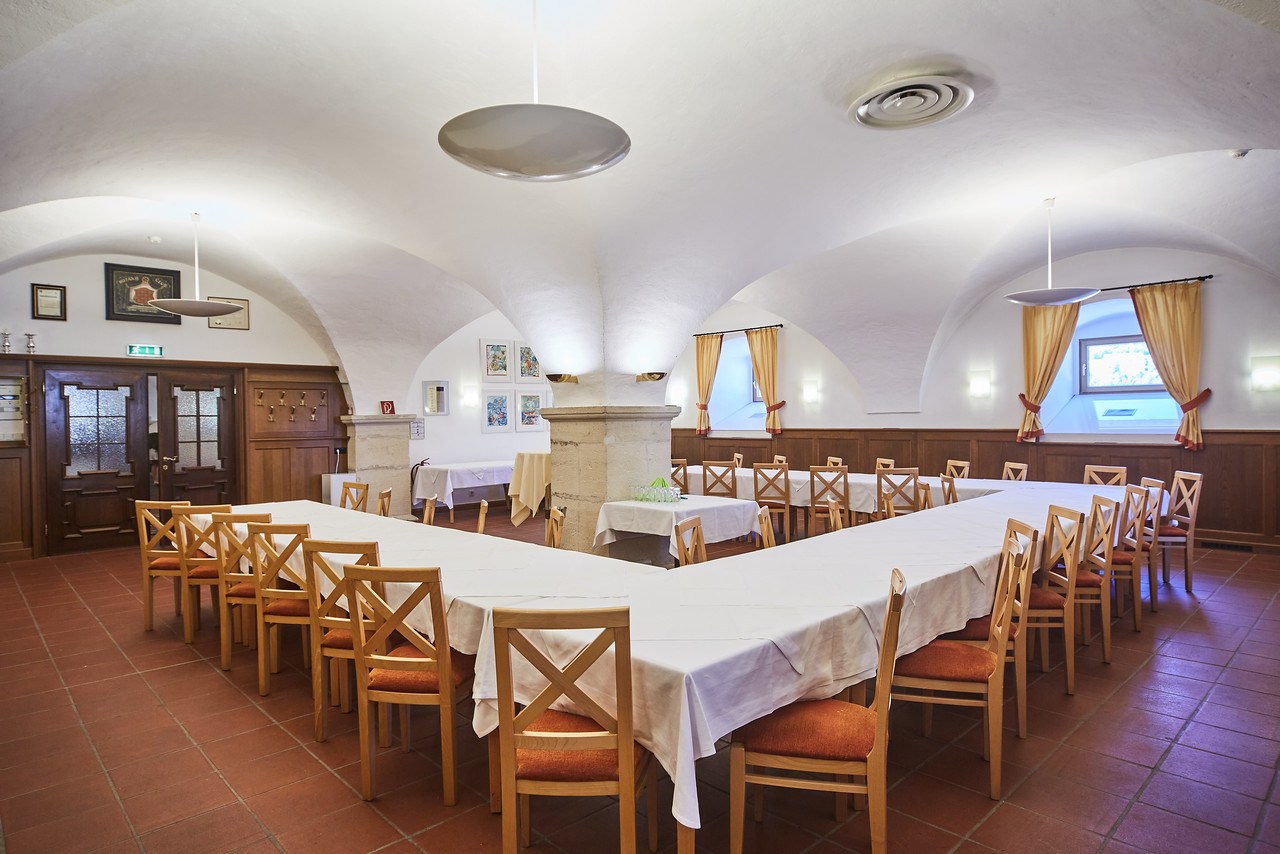 Historischer Raum mit Gewölbe im Schüttkasten Geras